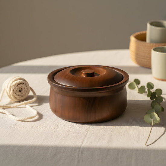 Wooden Bowl with Lid Small